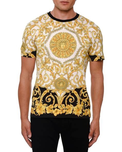 versace leather sleeve t shirt|versace graphic t shirts.